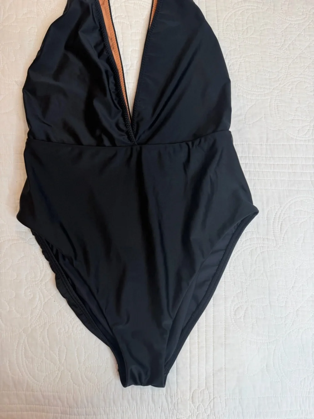 VIX Paula Hermanny Swimwear Black One Piece Swimsuit Womens Large Cut Out Deep V - Picture 7 of 11